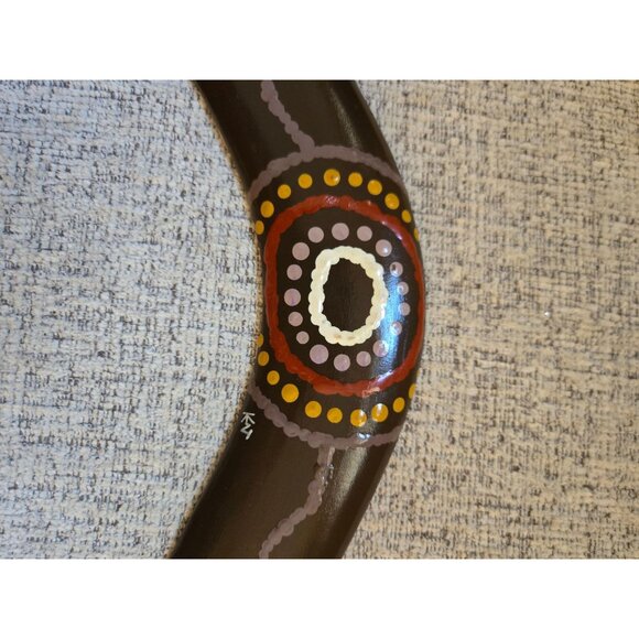 Aboriginal Art Handpainted Boomerang By Jennifer Kent Authentic Australian - Picture 2 of 6